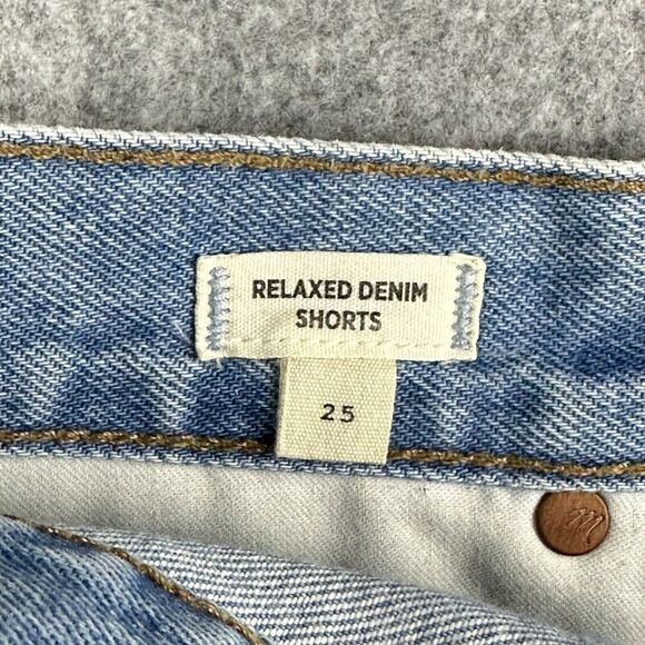 Madewell Relaxed Denim Shorts Womens 25 Light Wash Button Fly Raw Hem Boho 2" - Picture 10 of 13